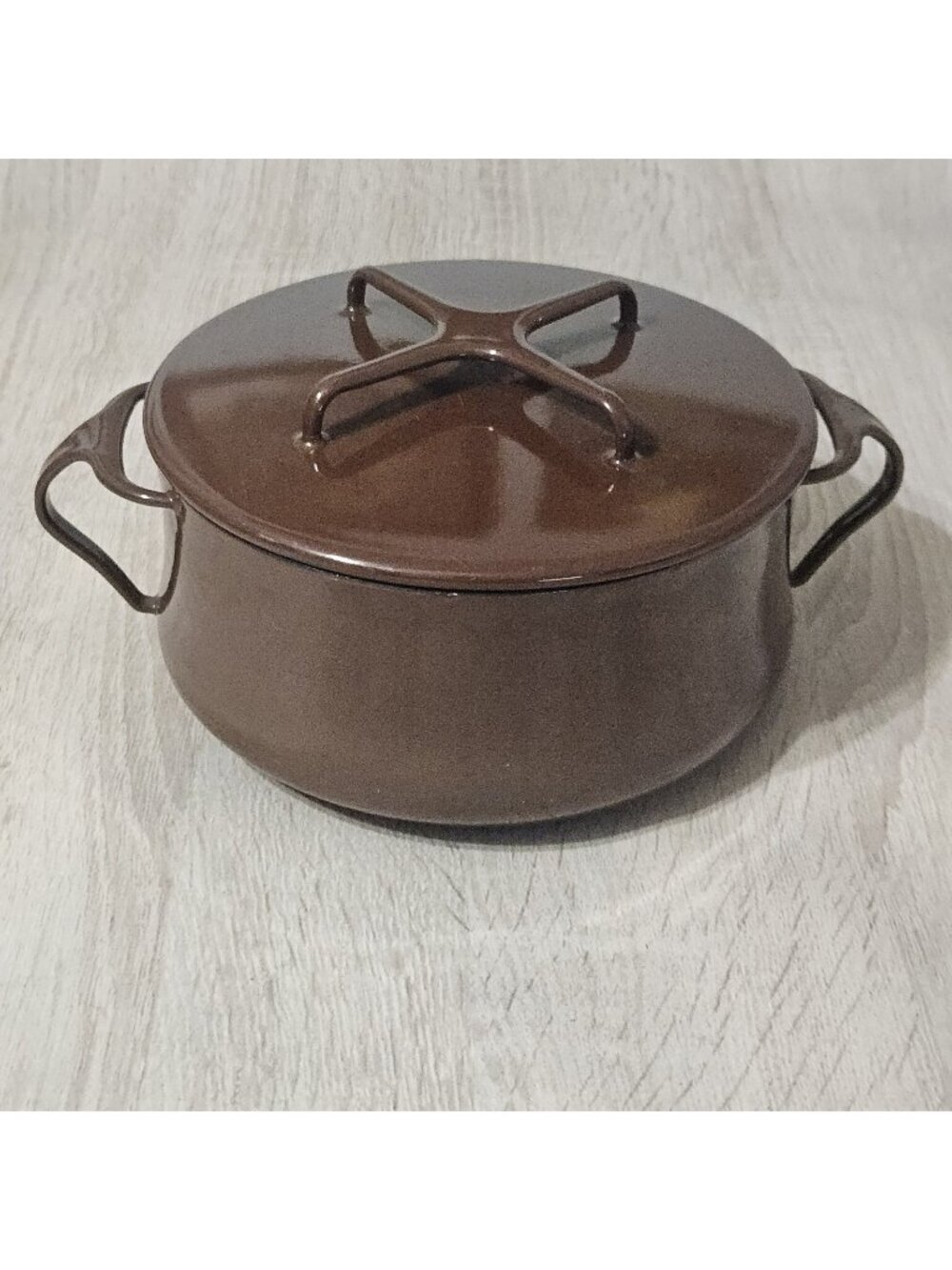 VTG Dansk 2 Qt Kobenstyle Cast Iron & Enamel Casserole Dish Pan Pot Brown